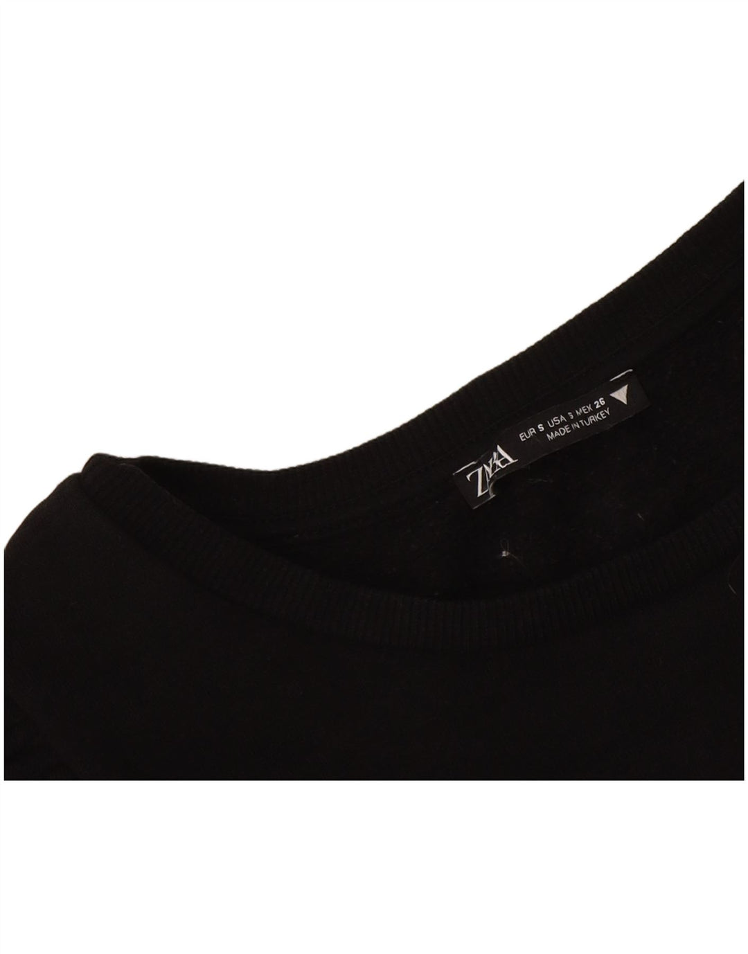 Zara Dame Crop Top Langærmet UK 8 Lille Sort