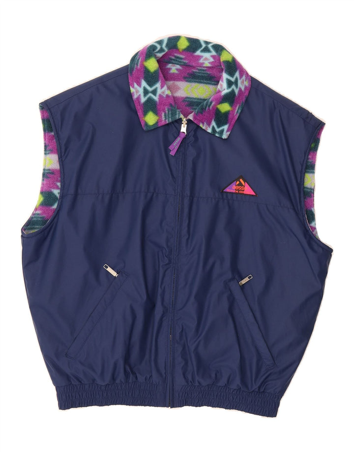 AESSE Mens Reversible Gilet UK 36 Small Navy Blue Geometric Vintage Aesse and Second-Hand Aesse from Messina Hembry 