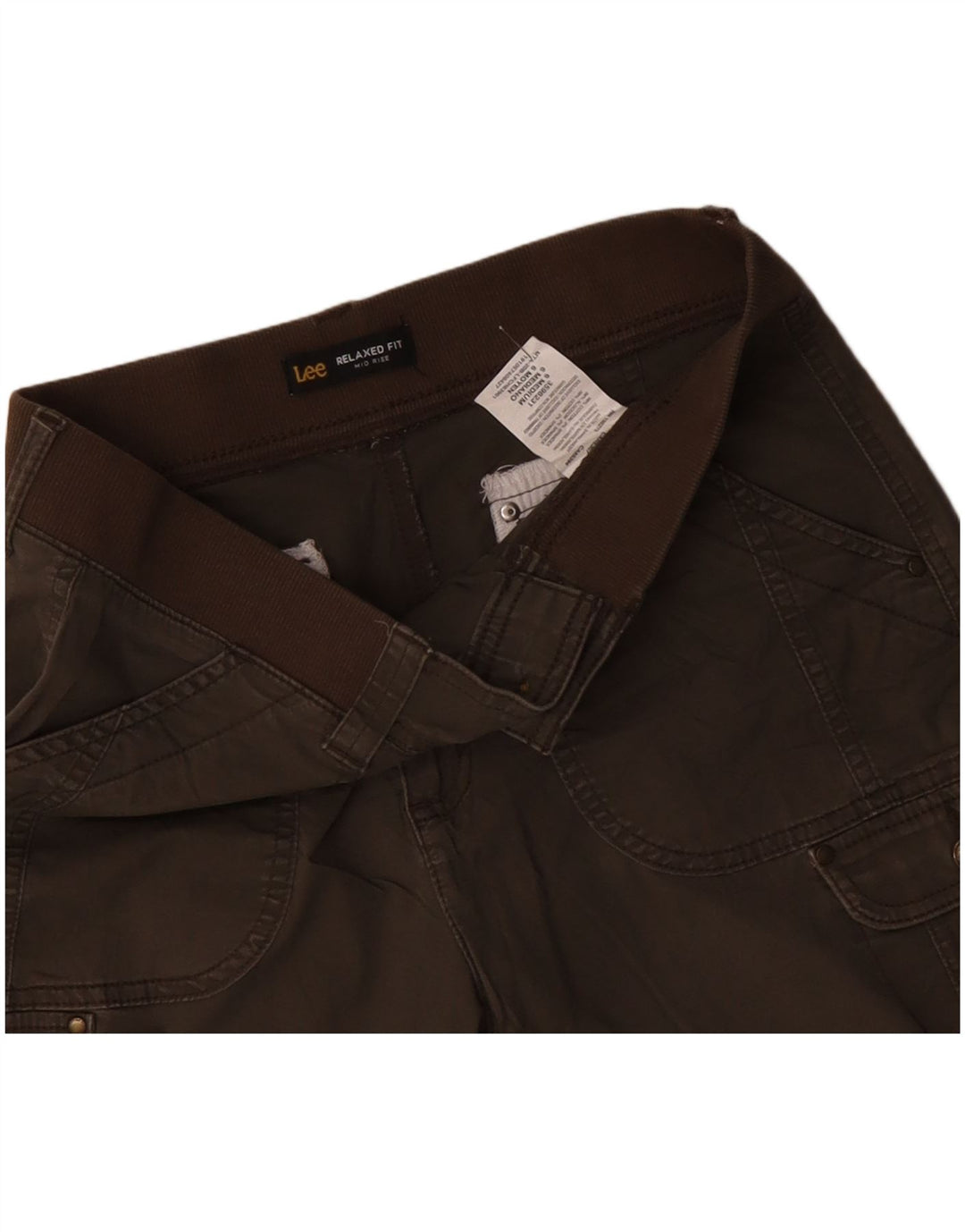 LEE Dame Mid Rise Relaxed Fit Cargo Shorts US 6 Medium W30 Khaki Bomuld