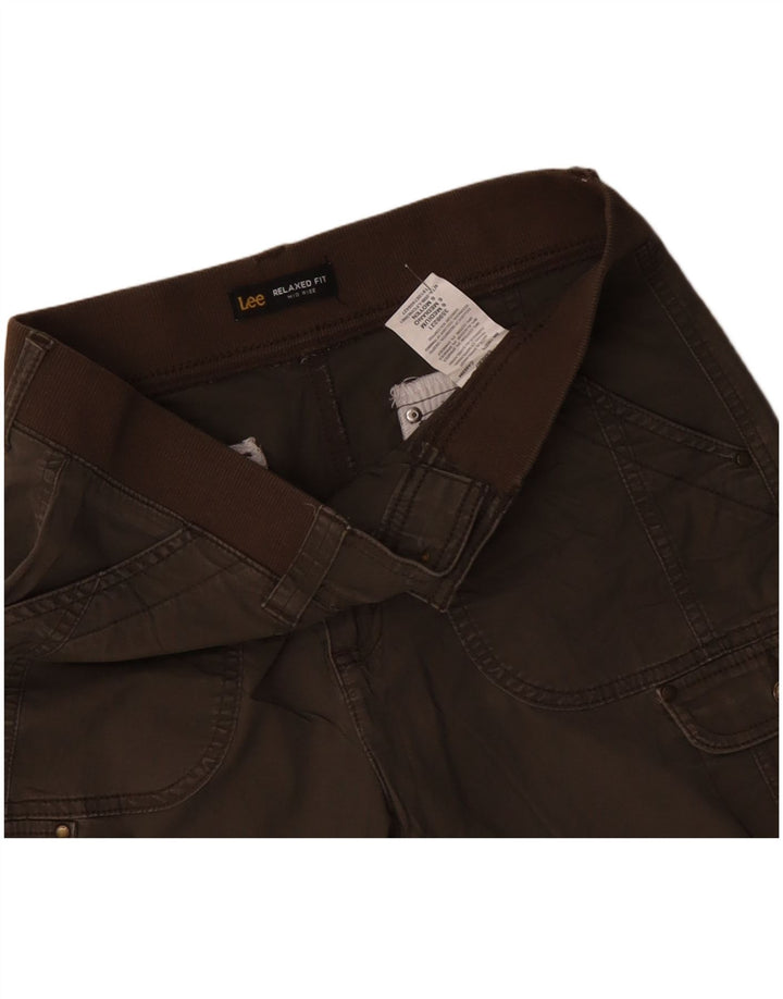 LEE Dame Mid Rise Relaxed Fit Cargo Shorts US 6 Medium W30 Khaki Bomuld