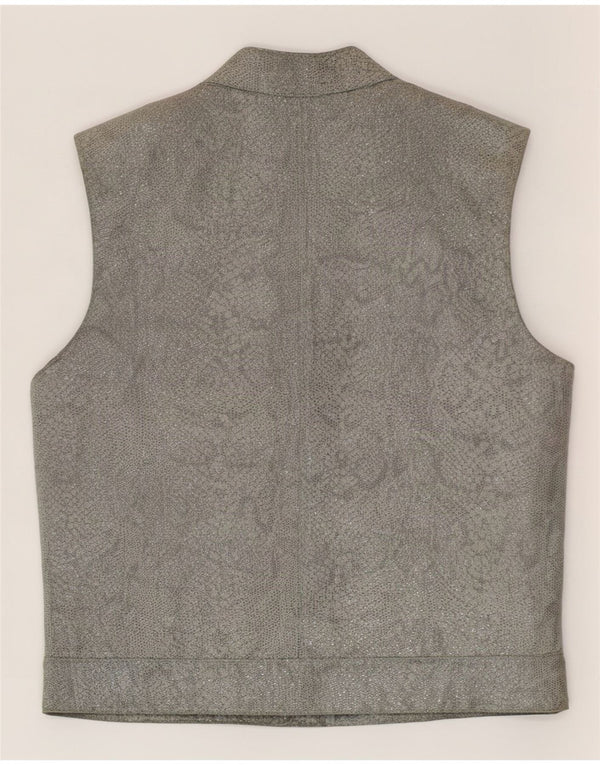Conbipel Dame Læder Gilet IT 44 Medium Grey Animal Print