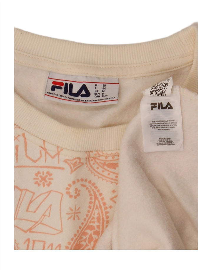Fila Womens Graphic Oversized fuld træningsdragt UK 14 Medium Off White Paisley