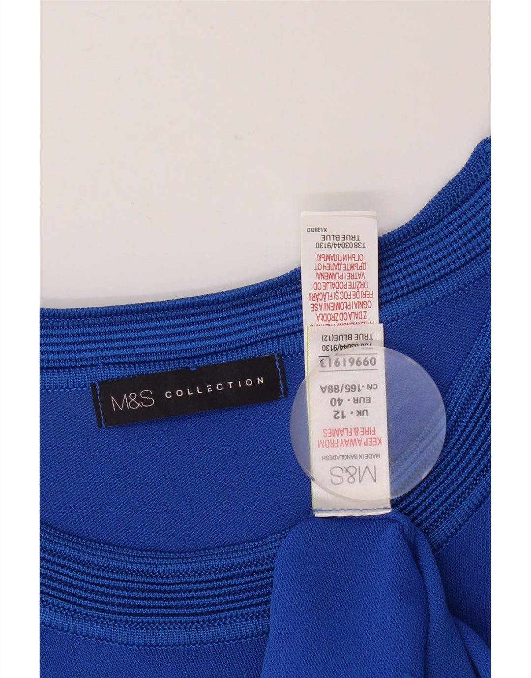 Marks & Spencer Damebluse Top UK 12 Medium Blue Geometric Viscose