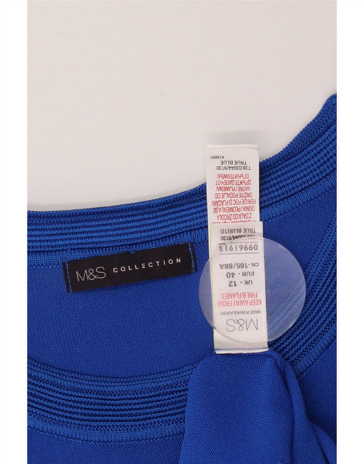 Marks & Spencer Damebluse Top UK 12 Medium Blue Geometric Viscose