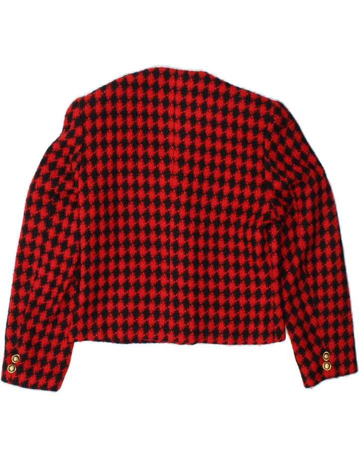 VINTAGE Womens Crop 5 Button Blazer Jacket UK 12 Medium Red Argyle/Diamond Vintage Vintage and Second-Hand Vintage from Messina Hembry 