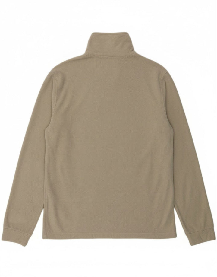 CHAMPION Mens Zip Neck Fleece Jumper Medium Beige Polyester