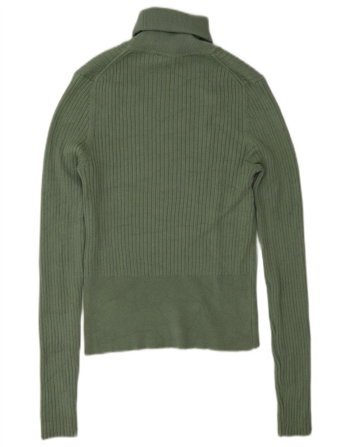 Zara Dame Rullehals Sweater UK 12 Medium Green Viscose