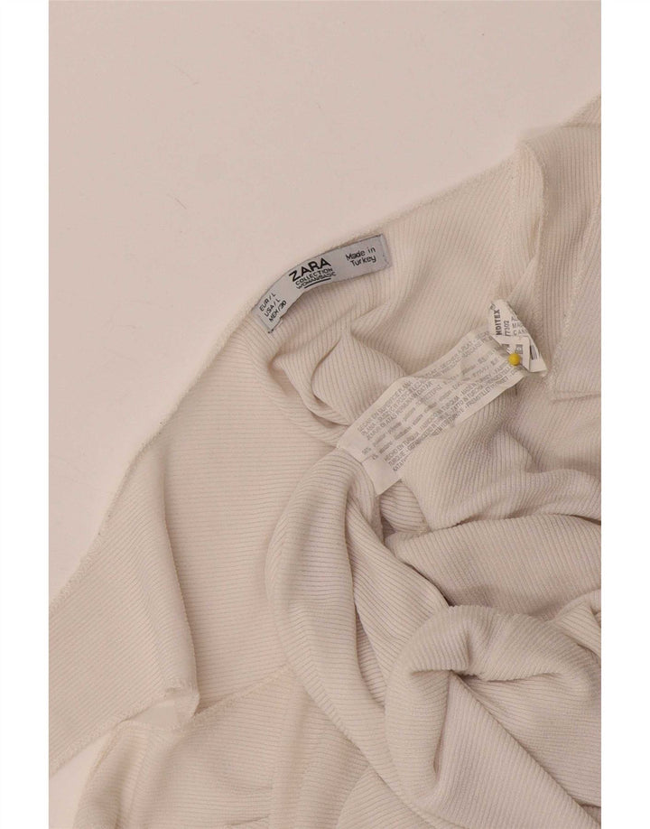 Zara Womens Crop Vest Top UK 14 Large White Polyester