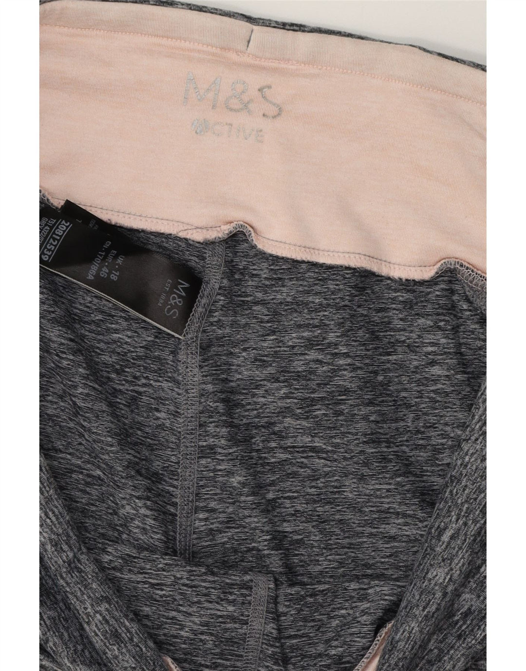 MARKS & SPENCER Leggings til kvinder UK 18 XL Grå Colourblock Polyester
