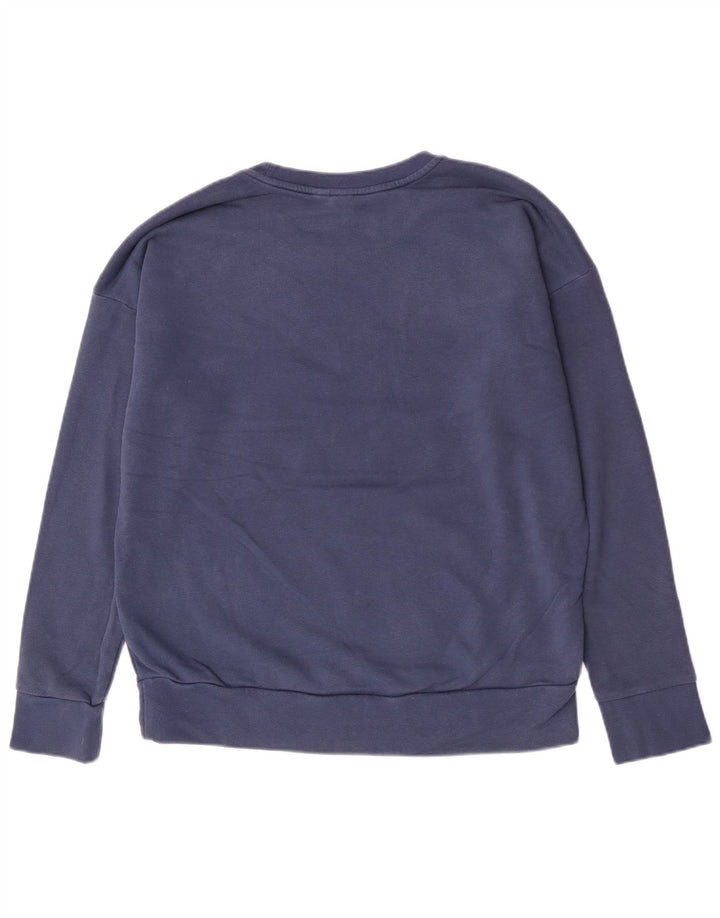 Adidas Dame Grafisk Oversized Sweatshirt Jumper UK 14 Medium Navy Blue