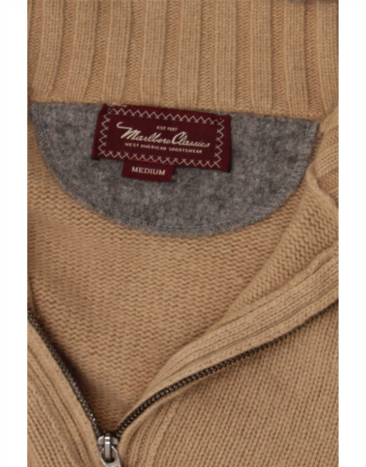 Marlboro Classics Herre Zip Neck Jumper Sweater Medium Beige