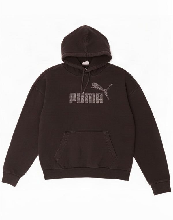 Puma Dame Grafisk Oversized hættetrøje Jumper UK 10 Small Black Cotton