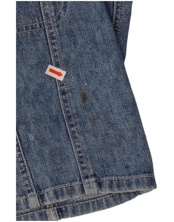 AMERICAN EAGLE Womens Crop Short Sleeve Denim Shirt UK 12 Medium Blue