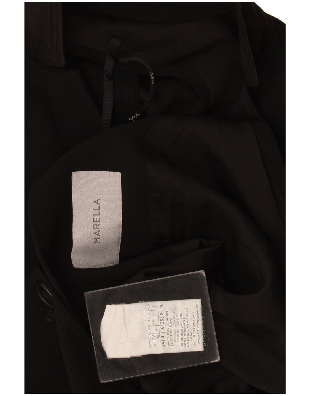 Marella Dame 1 Knap Blazer Jakke UK 8 Lille Sort Polyester