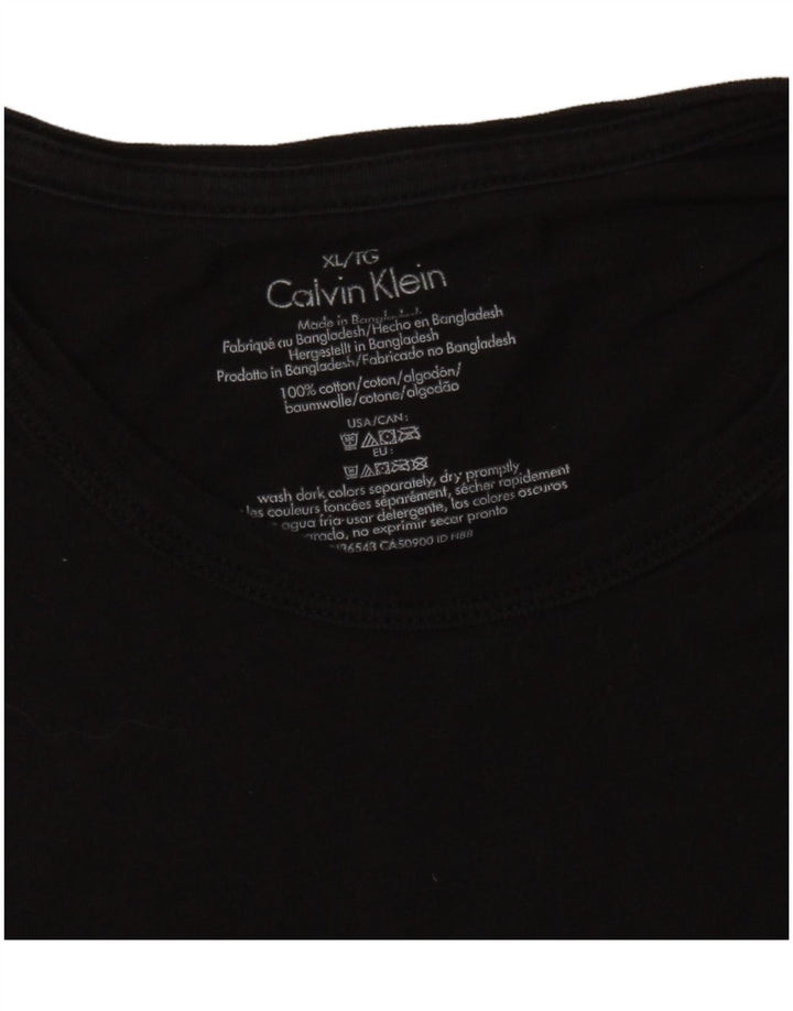 CALVIN KLEIN Herre T-Shirt Top XL Sort Bomuld
