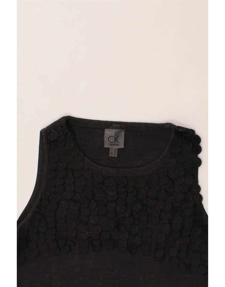 CALVIN KLEIN Womens Sleeveless A-Line Dress UK 10 Small Grey Vintage Calvin Klein and Second-Hand Calvin Klein from Messina Hembry 