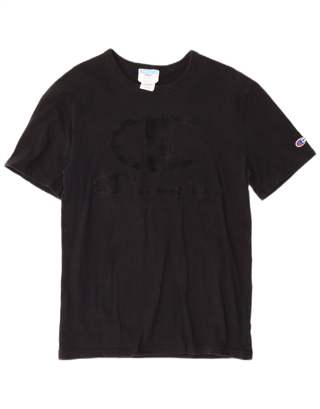 Champion Dame Grafisk T-Shirt Top UK 10 Small Black Bomuld