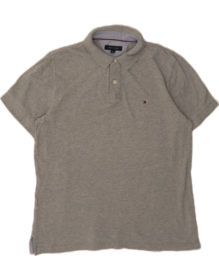 TOMMY HILFIGER Mens Polo Shirt Large Grey Cotton Vintage Tommy Hilfiger and Second-Hand Tommy Hilfiger from Messina Hembry 