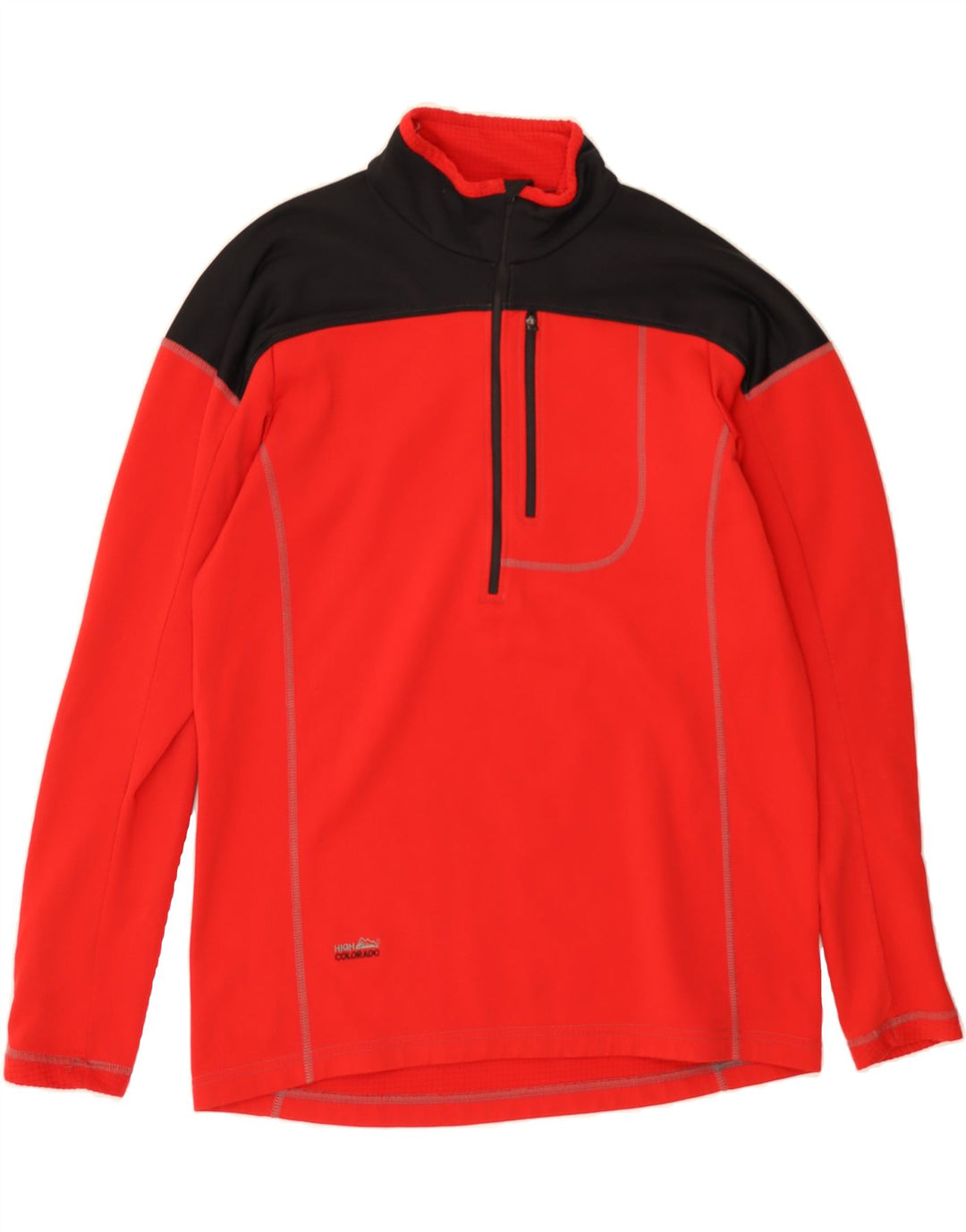 HIGH COLORADO Mens Zip Neck Top Long Sleeve UK 40 Medium Red Colourblock Vintage High Colorado and Second-Hand High Colorado from Messina Hembry 