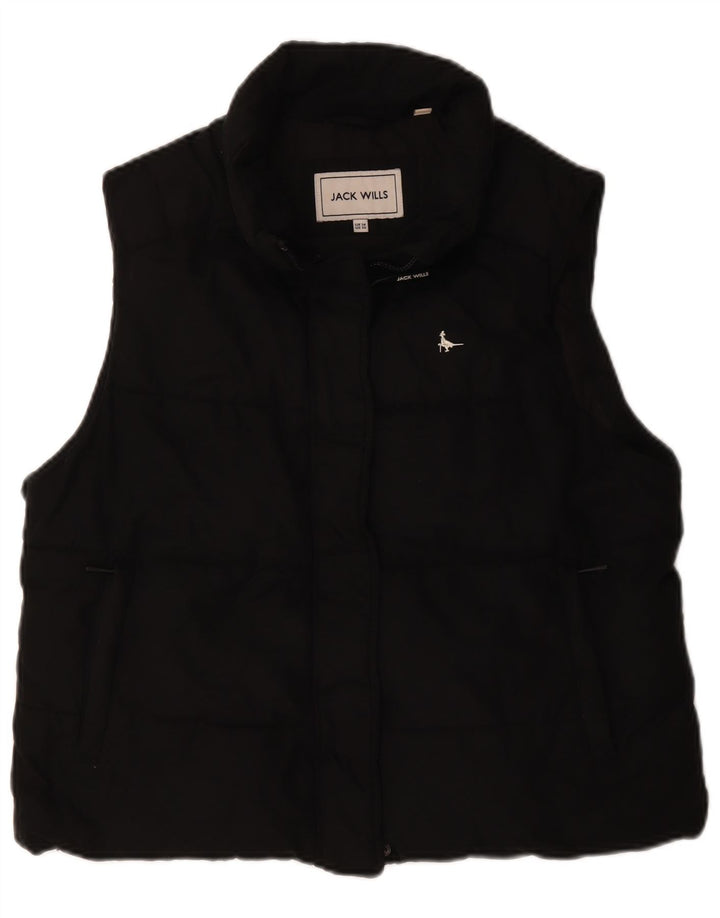 Jack Wills Womens Gilet UK 14 Large Black Bomuld