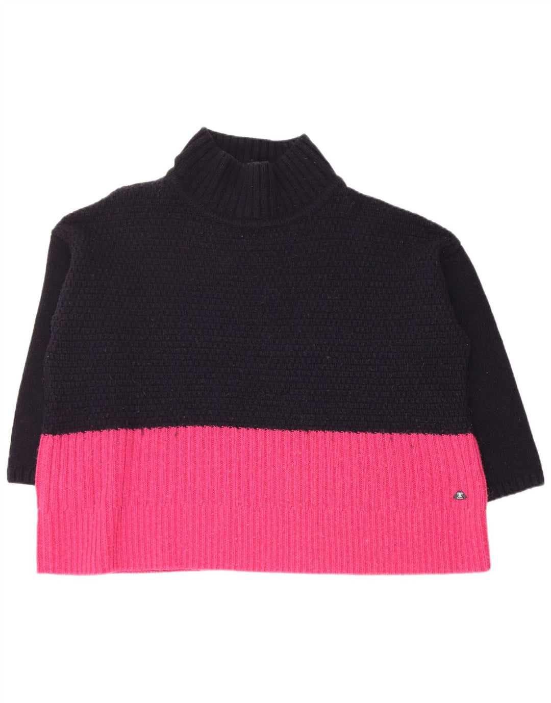 BARBOUR Dame Turtle Neck Jumper Sweater UK 18 XL Navy Blue Colourblock