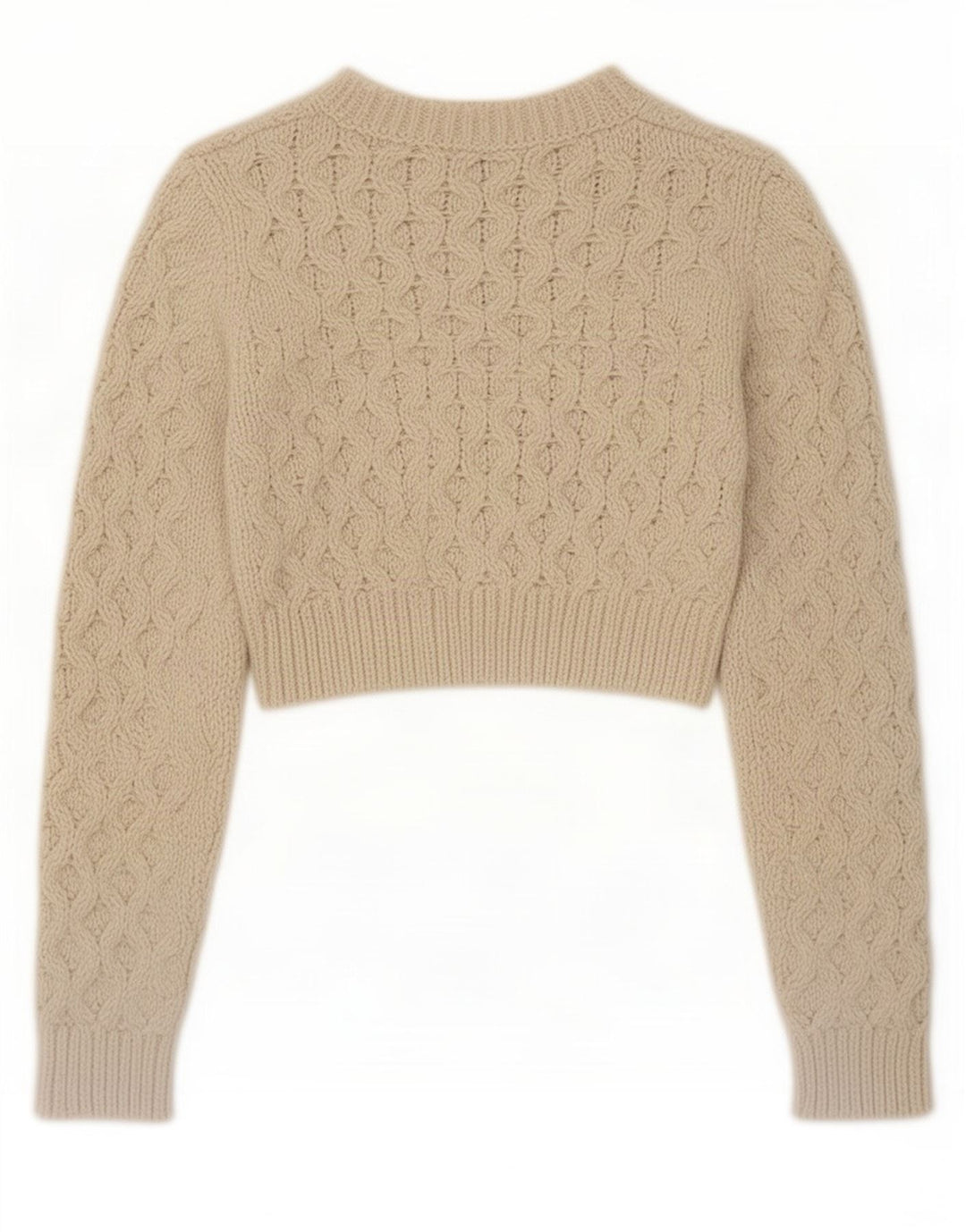 Zara Womens Crop Jumper Sweater UK 12 Medium Beige Polyester