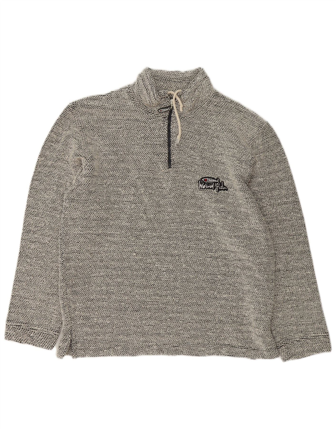 Weird Fish Herre Zip Neck Sweatshirt Jumper lille grå bomuld