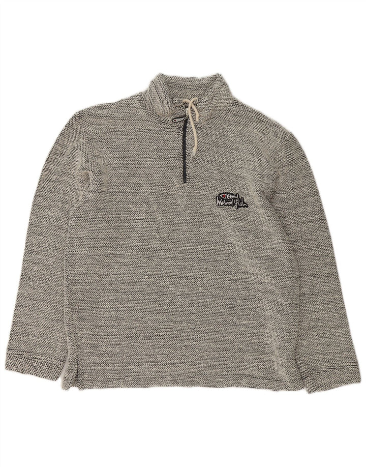 Weird Fish Herre Zip Neck Sweatshirt Jumper lille grå bomuld