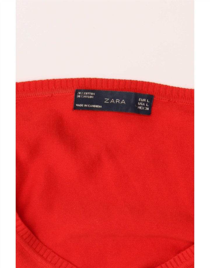 Zara Dame Cardigan Sweater UK 14 Large Red