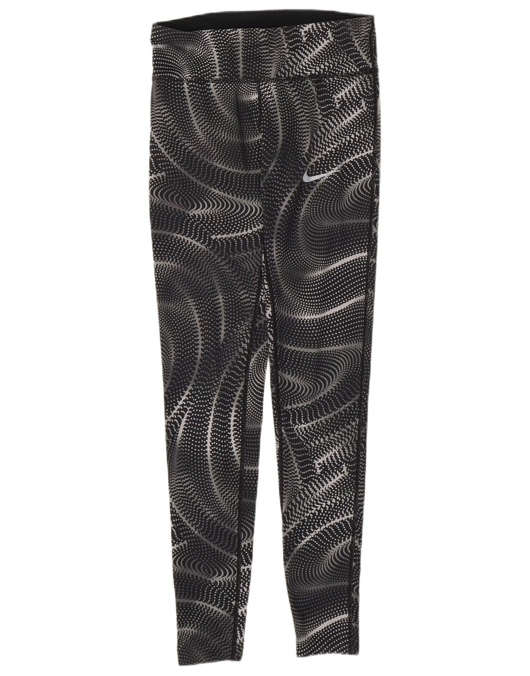 Nike Dame Dri Fit Leggings UK 6 XS Sort Geometrisk Polyester