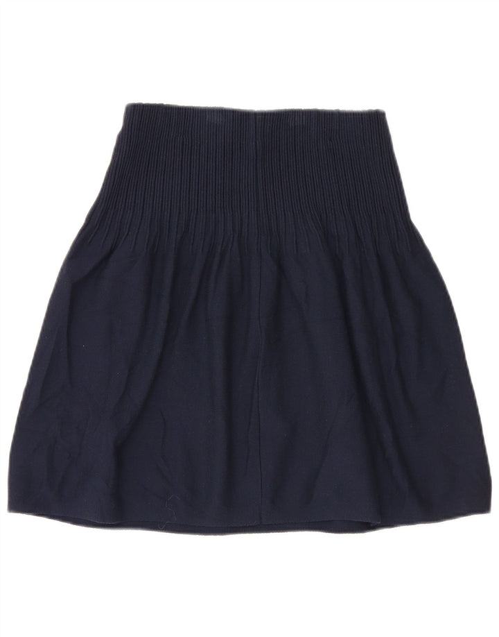 Massimo Dutti Dame Strik A-Line nederdel Small W26 Navy Blue Viscose