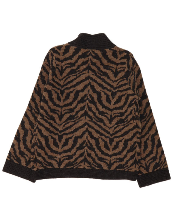 Marks & Spencer Dame Cardigan Sweater UK 18 XL Brun Animal Print Akryl