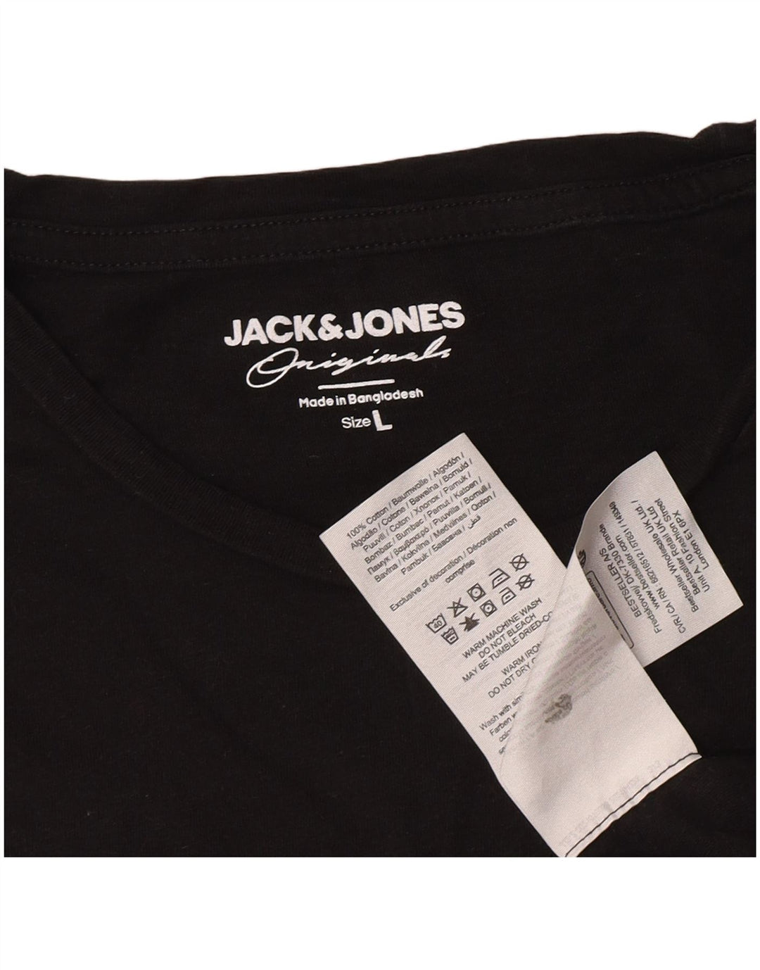 Jack & Jones Herre grafisk T-shirt Top Stor sort bomuld