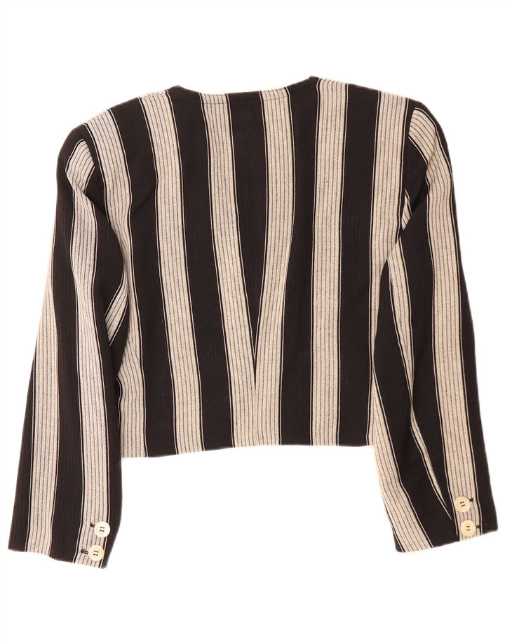 Laurel Dame 1-knap Crop Blazer-jakke EU 36 Lille sort stribet uld