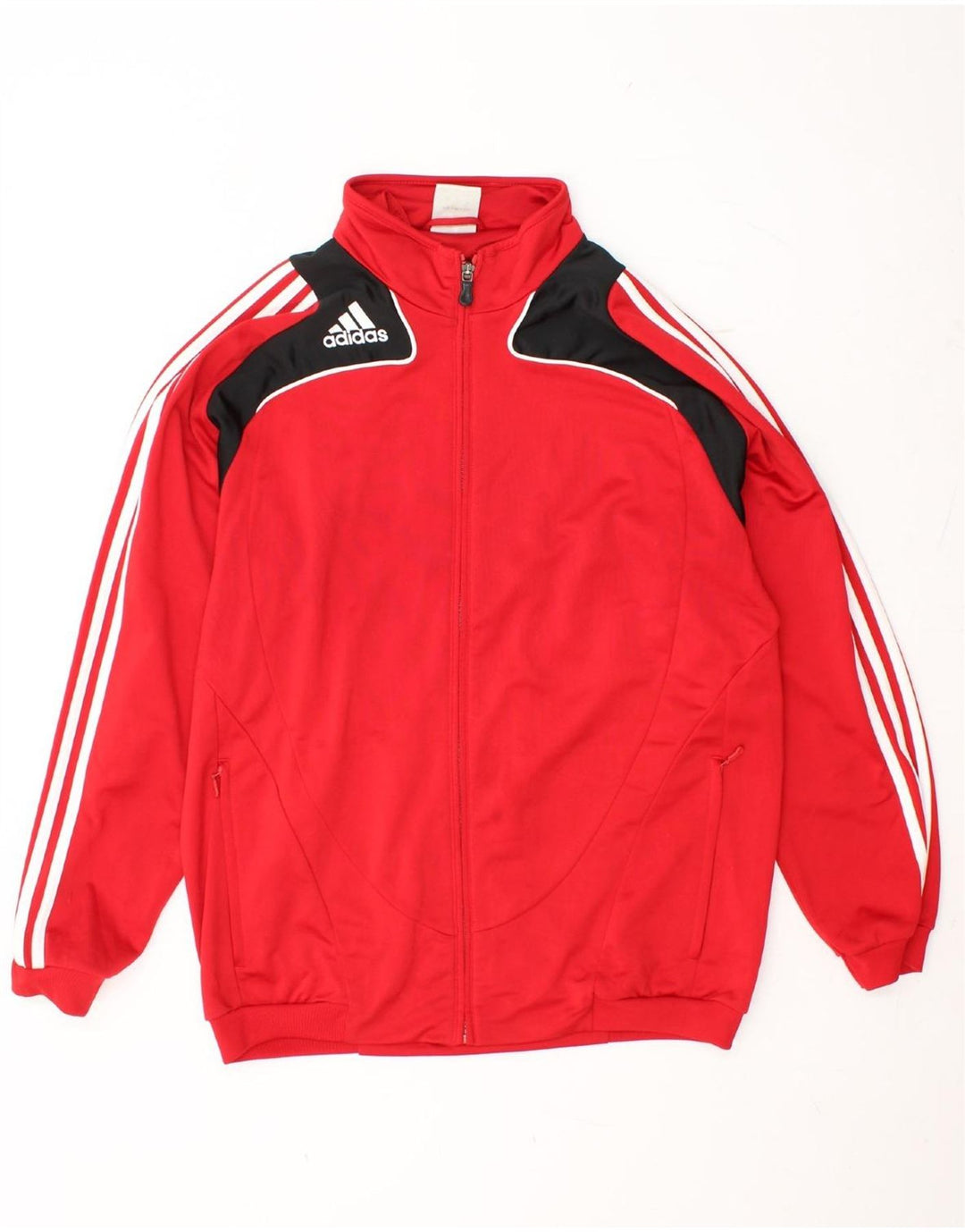 ADIDAS Træningsdragt til mænd, topjakke UK 42/44 Large Red Colourblock Polyester