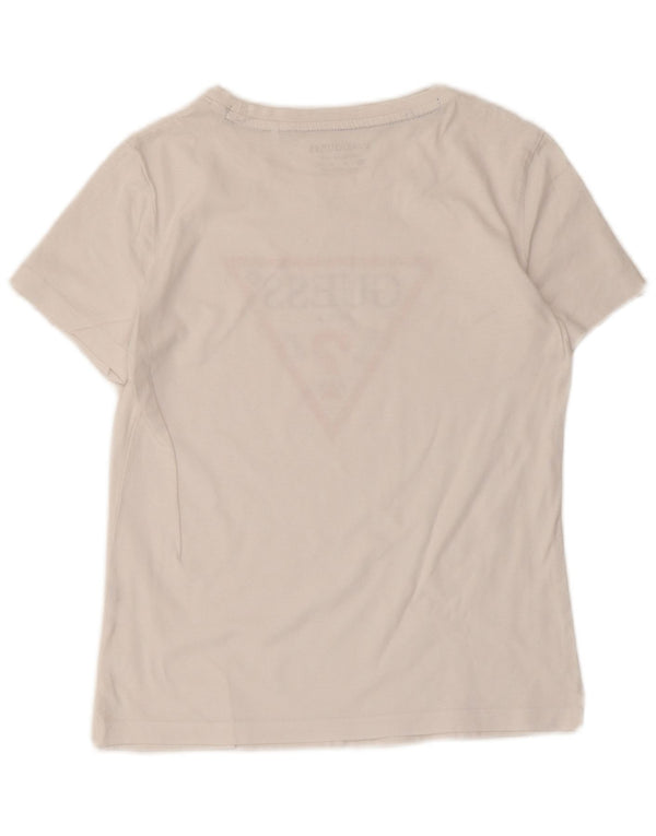 Guess Grafisk T-shirt top til kvinder UK 6 XS hvid bomuld