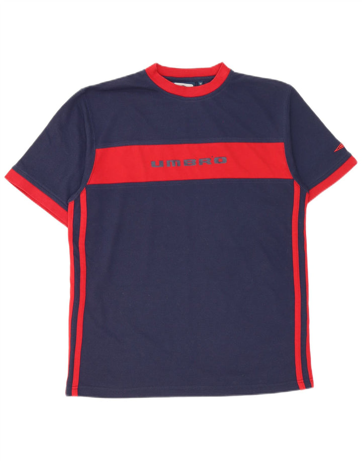 Umbro Herre Grafisk T-Shirt Top Medium Marineblå Colourblock Polyester