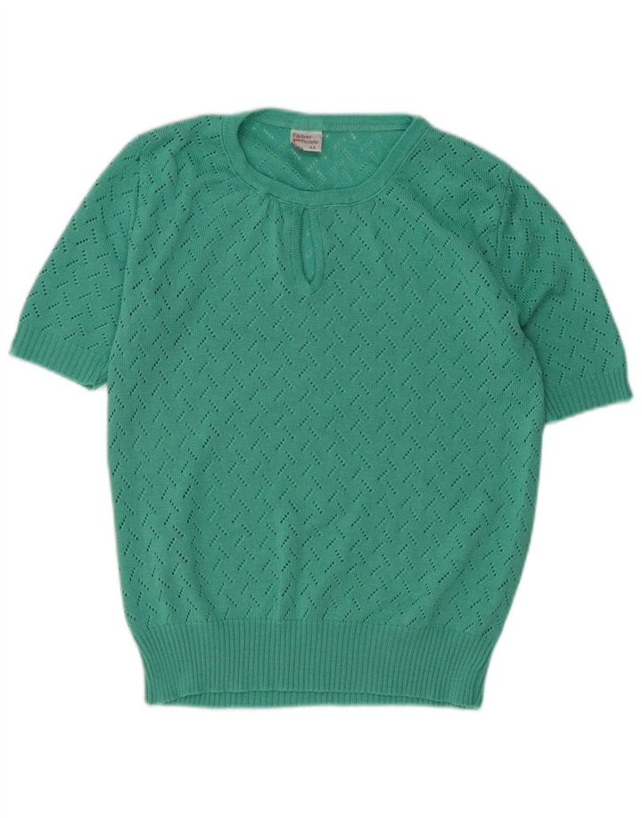 Vintage dame sweater med rund hals IT 44 mellemgrøn polyakryl