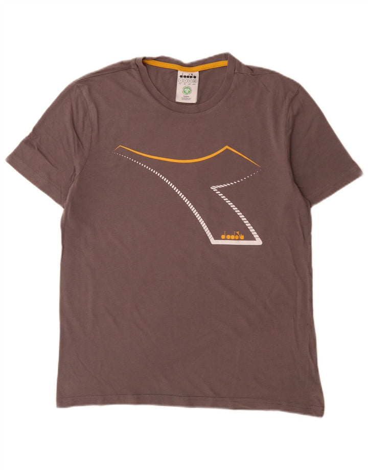 Diadora Herre Grafisk T-Shirt Top Lille Grå Bomuld