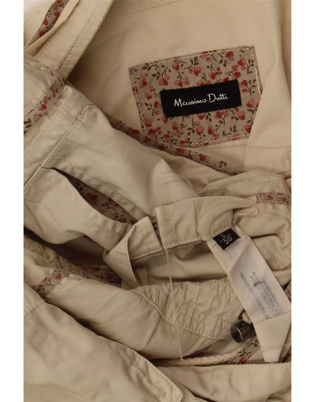 Massimo Dutti Womens Utility Jacket UK 10 Small Beige Bomuld