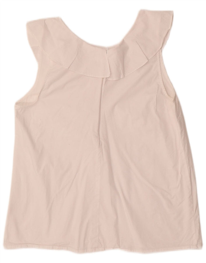 J. Crew Dame ærmeløs bluse Top US 10 Stor hvid bomuld