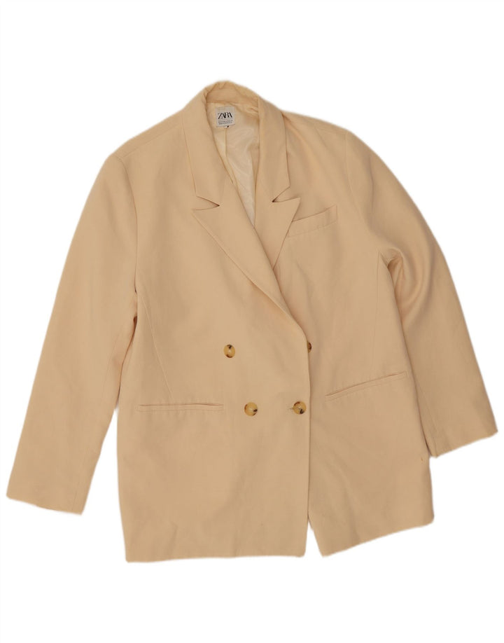 Zara Dame Loose Fit Double Breasted Blazer Jacket UK 14 Medium Beige