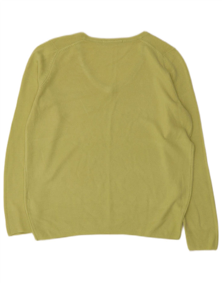 MARKS & SPENCER Dame oversized V-hals sweater UK 10 Small Green