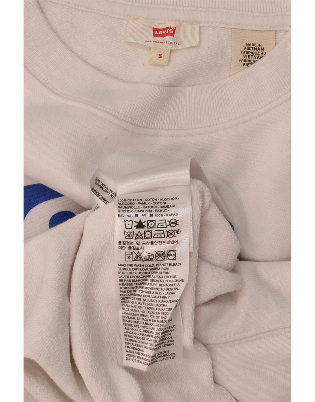 Levi's Womens Oversized Crop Graphic Sweatshirt Jumper UK 10 Small White