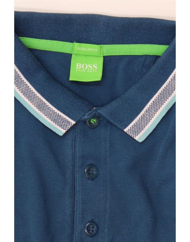 HUGO BOSS Langærmet Regular Fit Polo Shirt til mænd, lille blå
