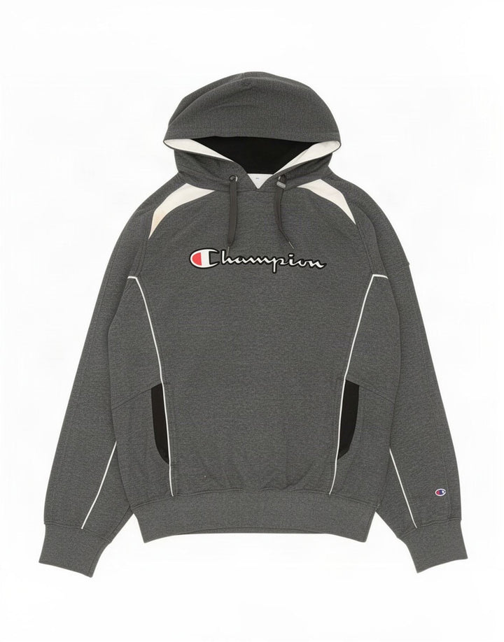 Champion Herre grafisk hættetrøje Jumper Medium Grey Colourblock Bomuld