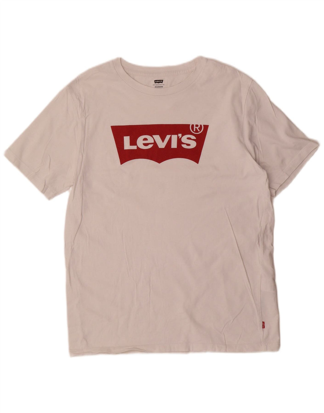 Levi's Herre Standard Grafisk T-Shirt Top Medium Hvid Bomuld