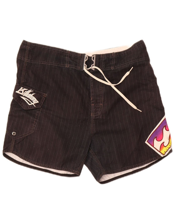 Billabong Mens Graphic Swimming Shorts Large  Black Pinstripe Polyester
