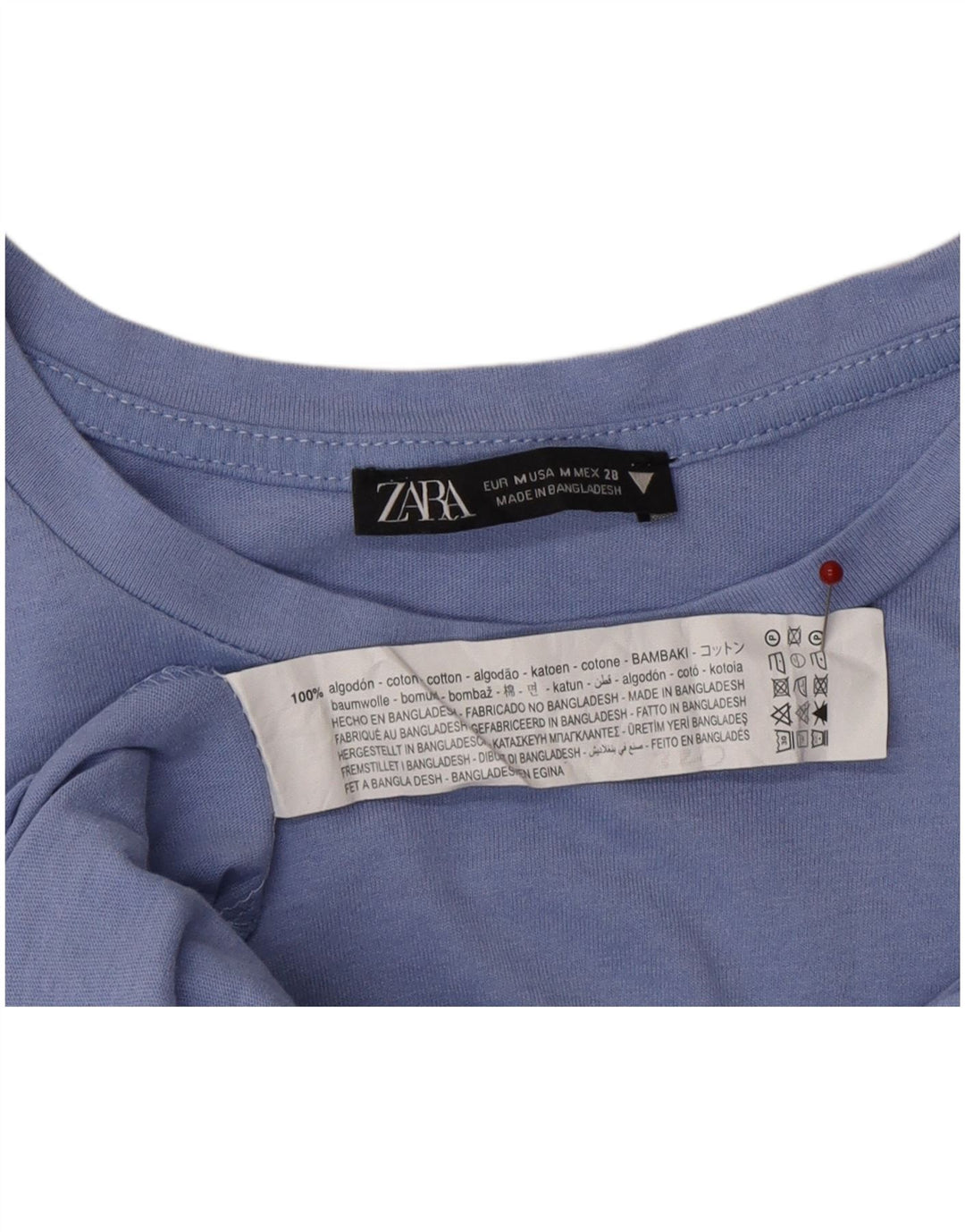 ZARA Womens Blouse Top UK 12 Medium Blue Cotton