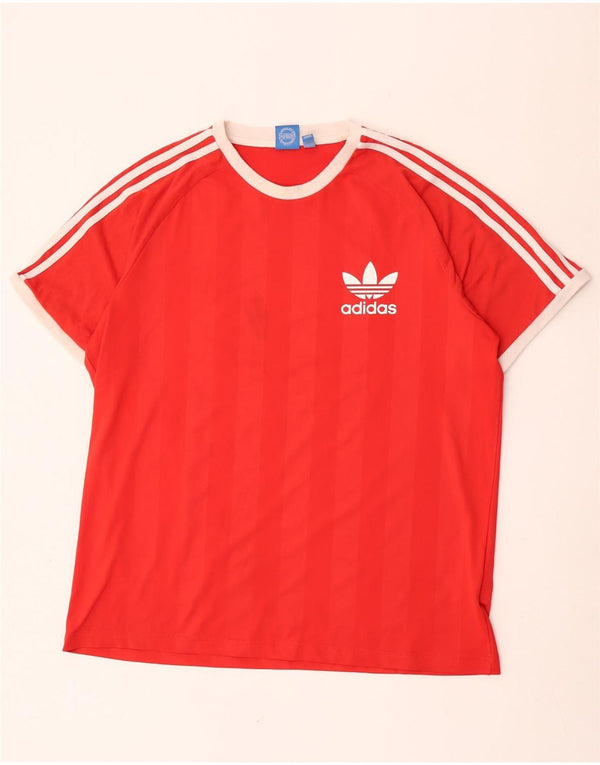 Adidas Herre T-Shirt Top XL Rødstribet Polyester